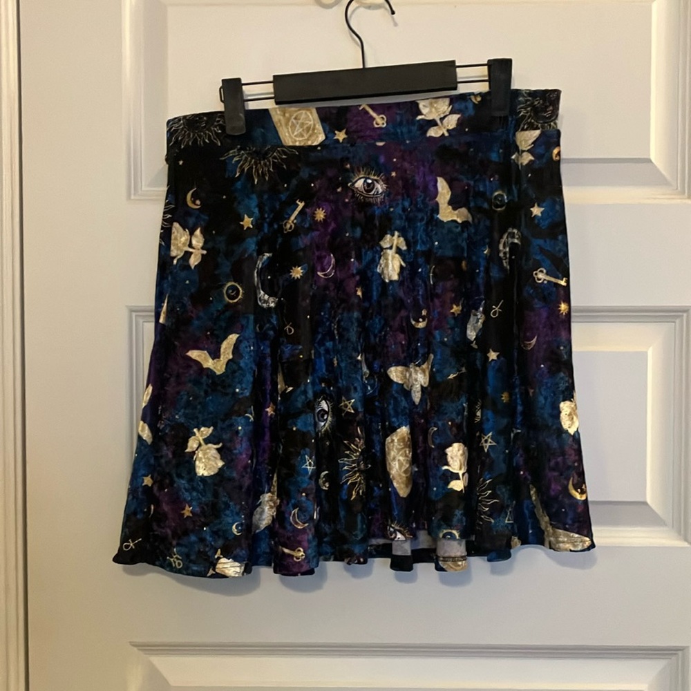 Whimsigoth Witchy Hot Topic Crushed Velvet Skater Skirt